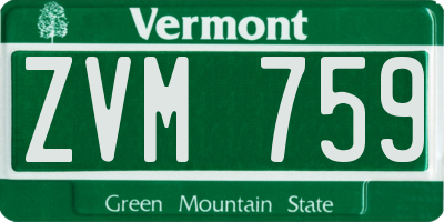 VT license plate ZVM759