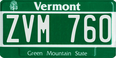 VT license plate ZVM760