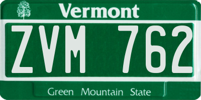 VT license plate ZVM762