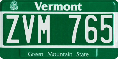 VT license plate ZVM765