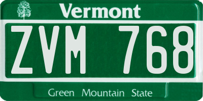 VT license plate ZVM768