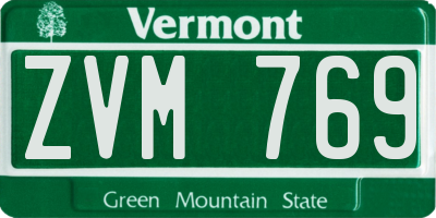 VT license plate ZVM769