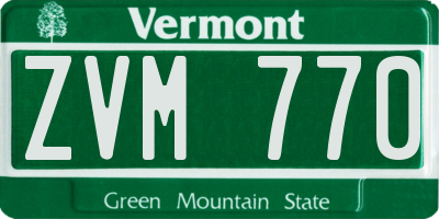 VT license plate ZVM770
