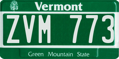 VT license plate ZVM773