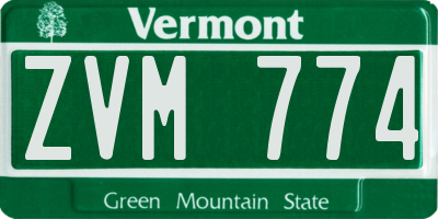 VT license plate ZVM774