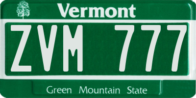 VT license plate ZVM777