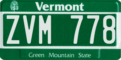 VT license plate ZVM778
