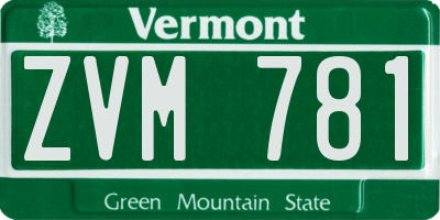 VT license plate ZVM781