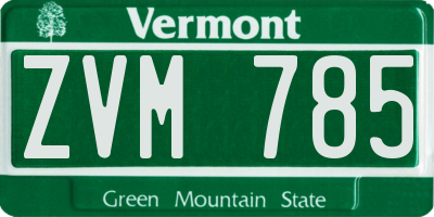 VT license plate ZVM785