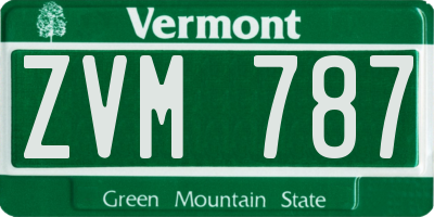 VT license plate ZVM787