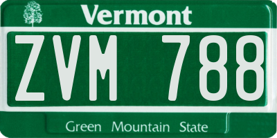VT license plate ZVM788