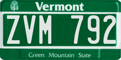 VT license plate ZVM792