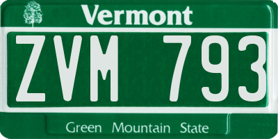 VT license plate ZVM793