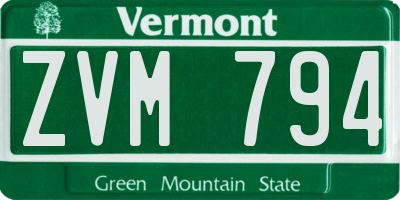 VT license plate ZVM794