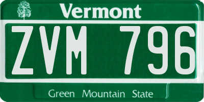 VT license plate ZVM796