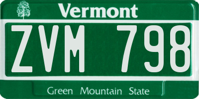 VT license plate ZVM798