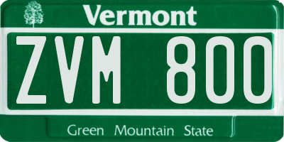 VT license plate ZVM800