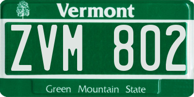 VT license plate ZVM802