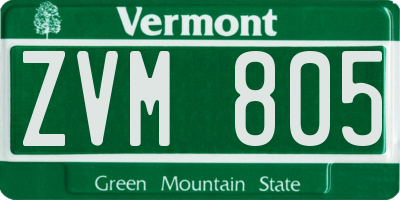 VT license plate ZVM805