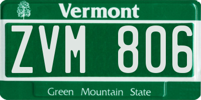 VT license plate ZVM806