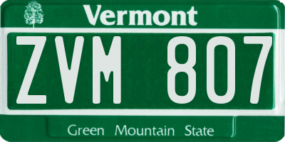 VT license plate ZVM807