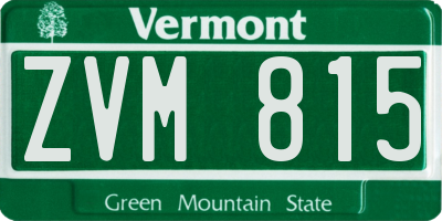 VT license plate ZVM815