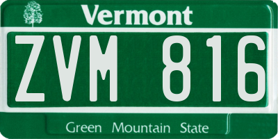 VT license plate ZVM816