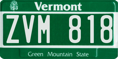 VT license plate ZVM818