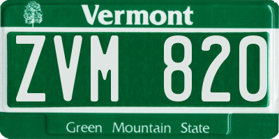 VT license plate ZVM820