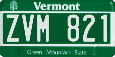 VT license plate ZVM821