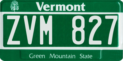 VT license plate ZVM827