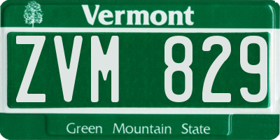 VT license plate ZVM829
