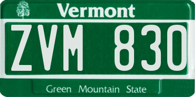 VT license plate ZVM830