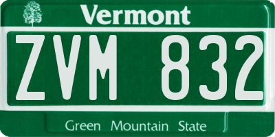 VT license plate ZVM832