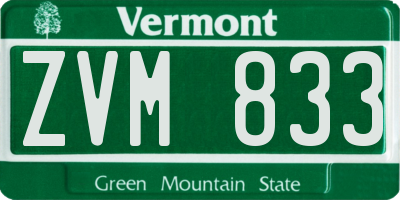 VT license plate ZVM833