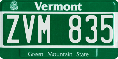 VT license plate ZVM835
