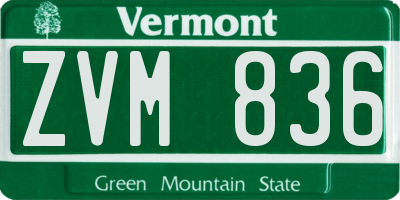 VT license plate ZVM836