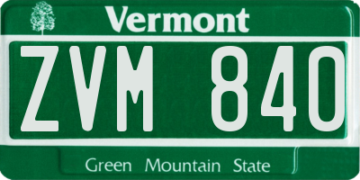 VT license plate ZVM840