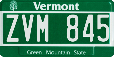 VT license plate ZVM845