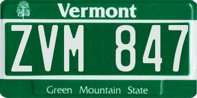 VT license plate ZVM847