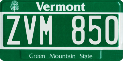 VT license plate ZVM850