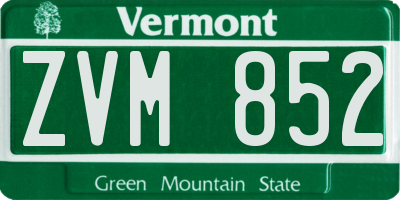 VT license plate ZVM852