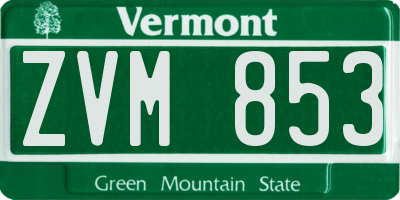 VT license plate ZVM853