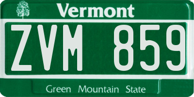 VT license plate ZVM859