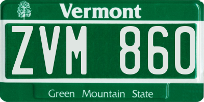 VT license plate ZVM860