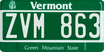 VT license plate ZVM863