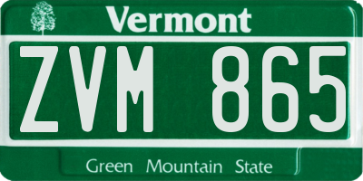 VT license plate ZVM865