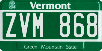 VT license plate ZVM868