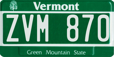 VT license plate ZVM870