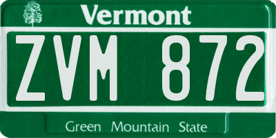 VT license plate ZVM872